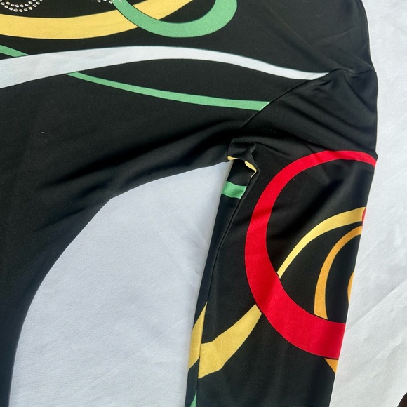 Valentina Black Midi Dress with Red, Yellow & Green Swirl Print - Picture 6 of 9